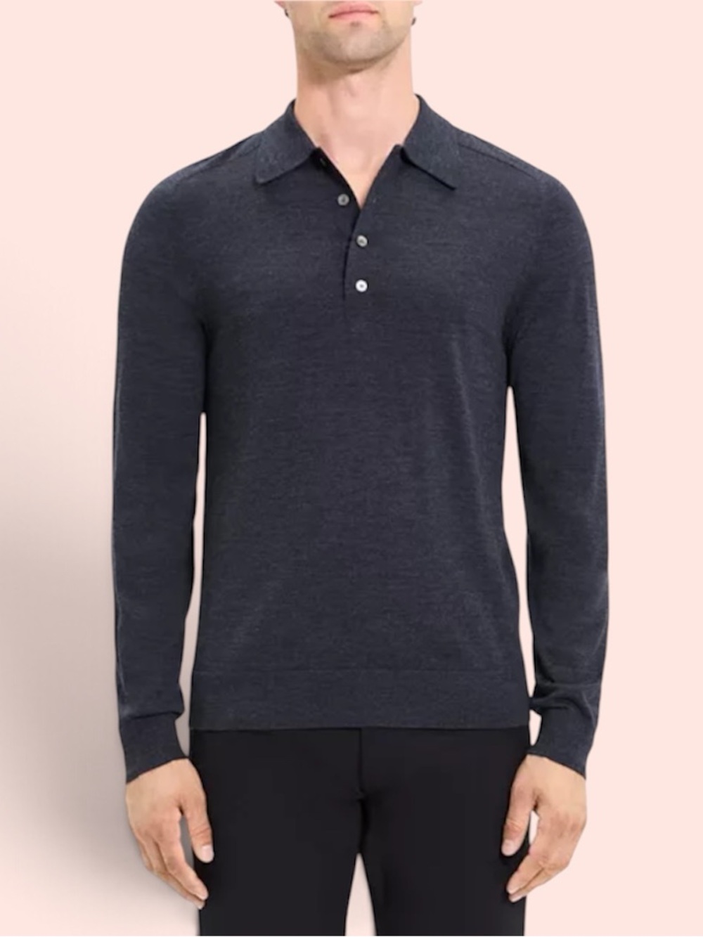THEORY Regal Long Sleeve Polo Sweater New Pestle Melange $225